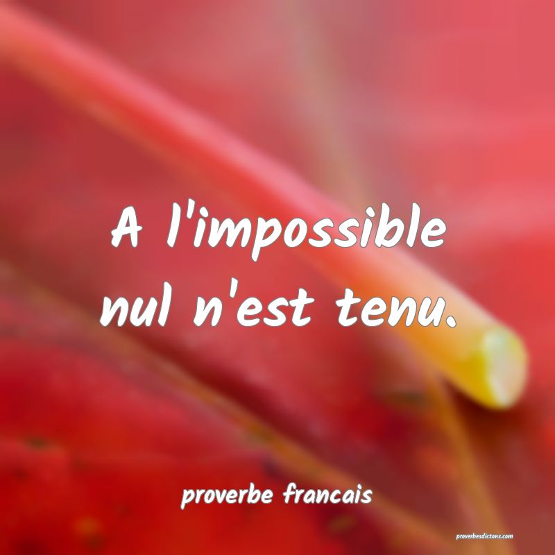  A l'impossible nul n'est tenu.