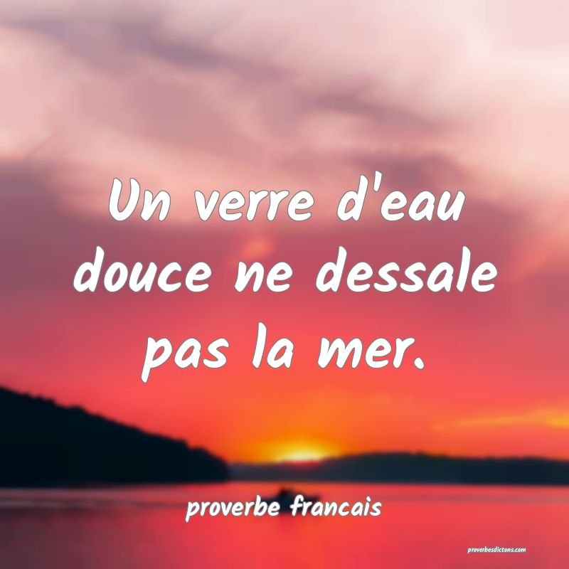  Un verre d'eau douce ne dessale pas la mer.
