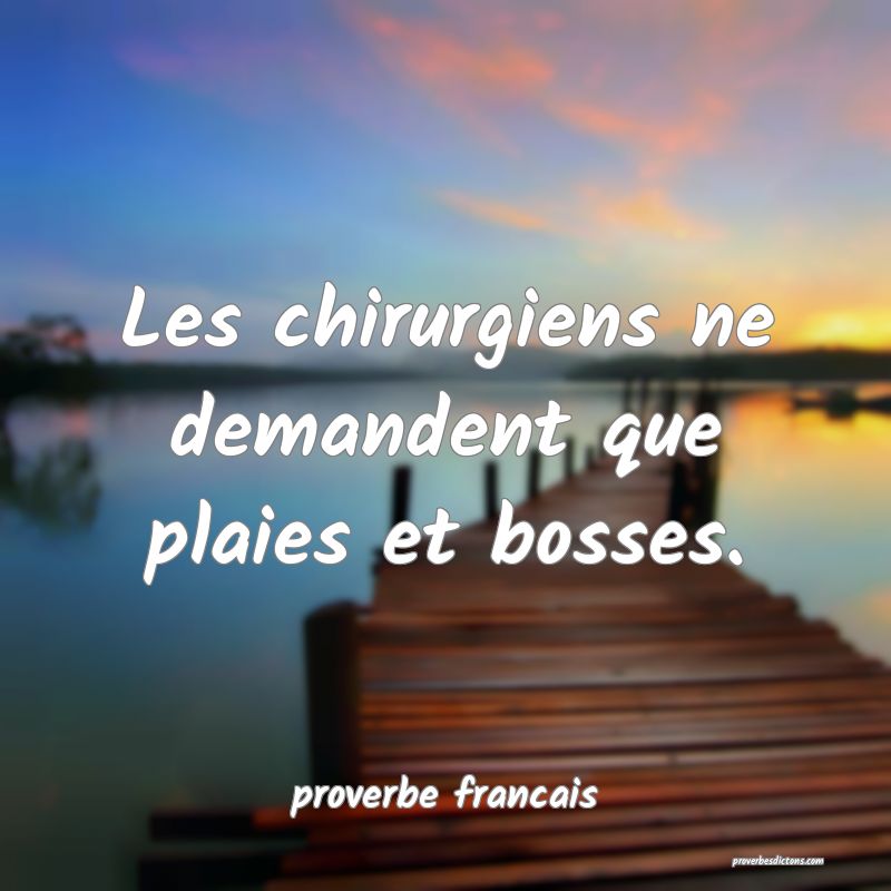  Les chirurgiens ne demandent que plaies et bosses.