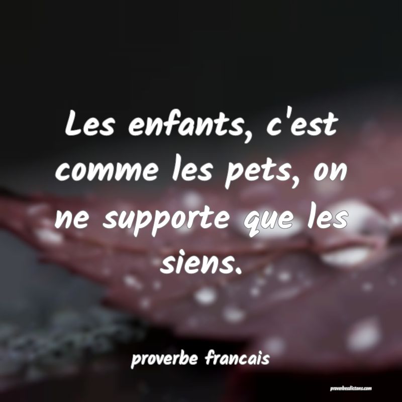  Les enfants, c'est comme les pets, on ne supporte que les siens.