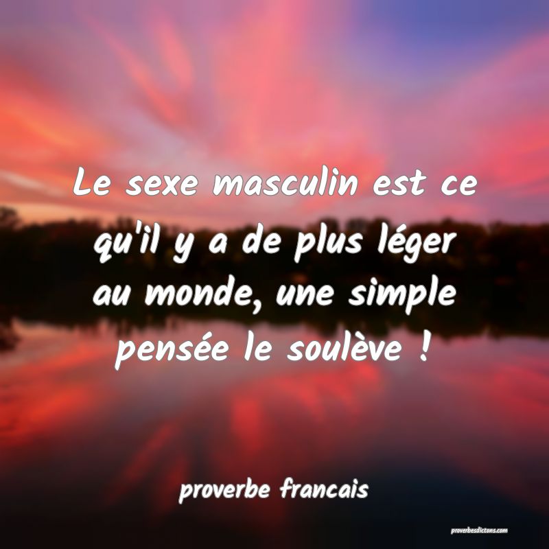  Le sexe masculin est ce qu'il y a de plus léger au monde, une simple pensée le soulève !