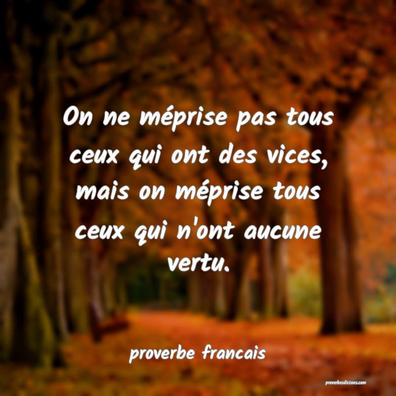  On ne méprise pas tous ceux qui ont des vices, mais on méprise tous ceux qui n'ont aucune vertu.