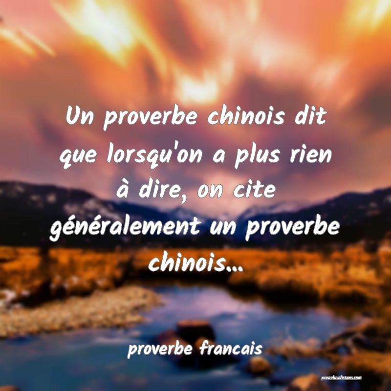  Un proverbe chinois dit que lorsqu'on a plus rien à dire, on cite généralement un proverbe chinois...