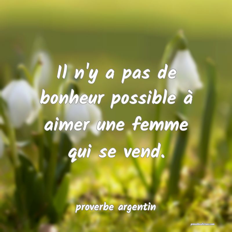 Il n'y a pas de bonheur possible à aimer une femme qui se vend.