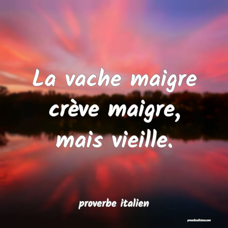  La vache maigre crève maigre, mais vieille.