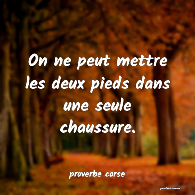  On ne peut mettre les deux pieds dans une seule chaussure.