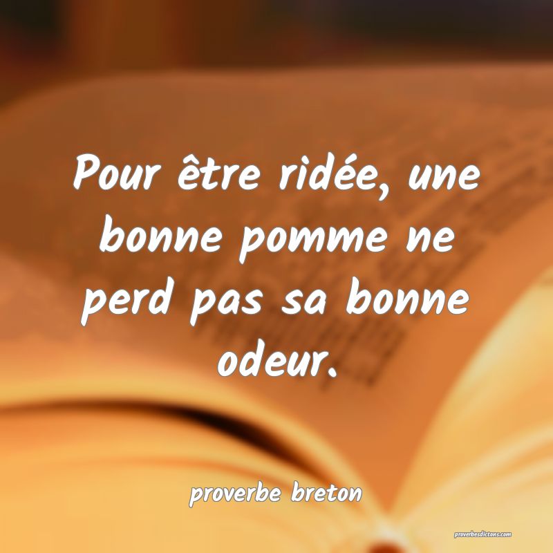  Pour être ridée, une bonne pomme ne perd pas sa bonne odeur.