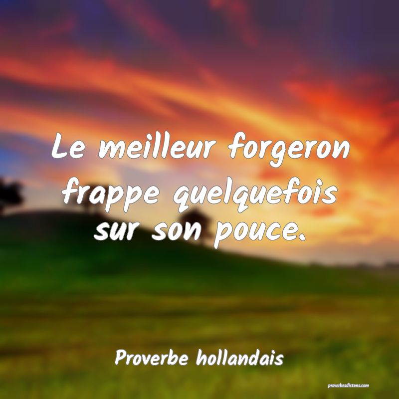  Le meilleur forgeron frappe quelquefois sur son pouce.