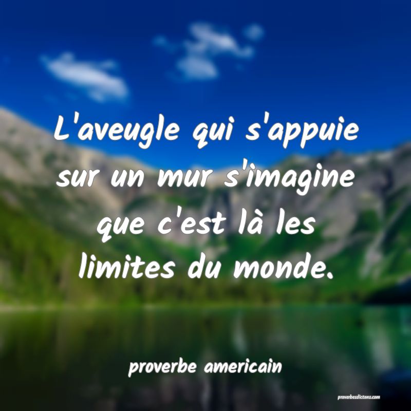 L'aveugle qui s'appuie sur un mur s'imagine que c'est là les limites du monde.