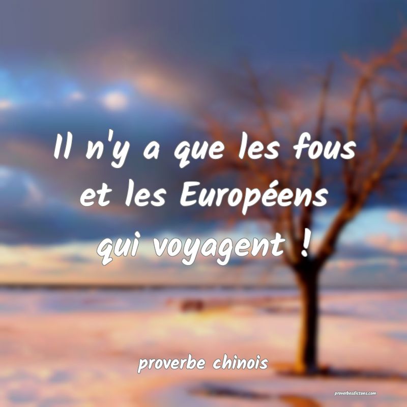  Il n'y a que les fous et les Européens qui voyagent !