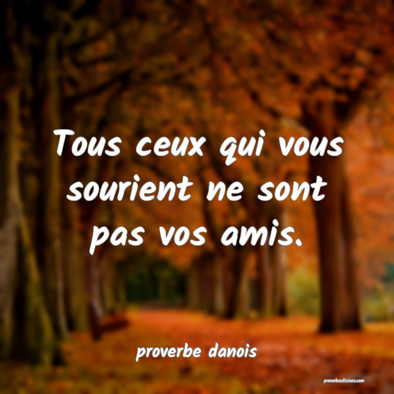  Tous ceux qui vous sourient ne sont pas vos amis.