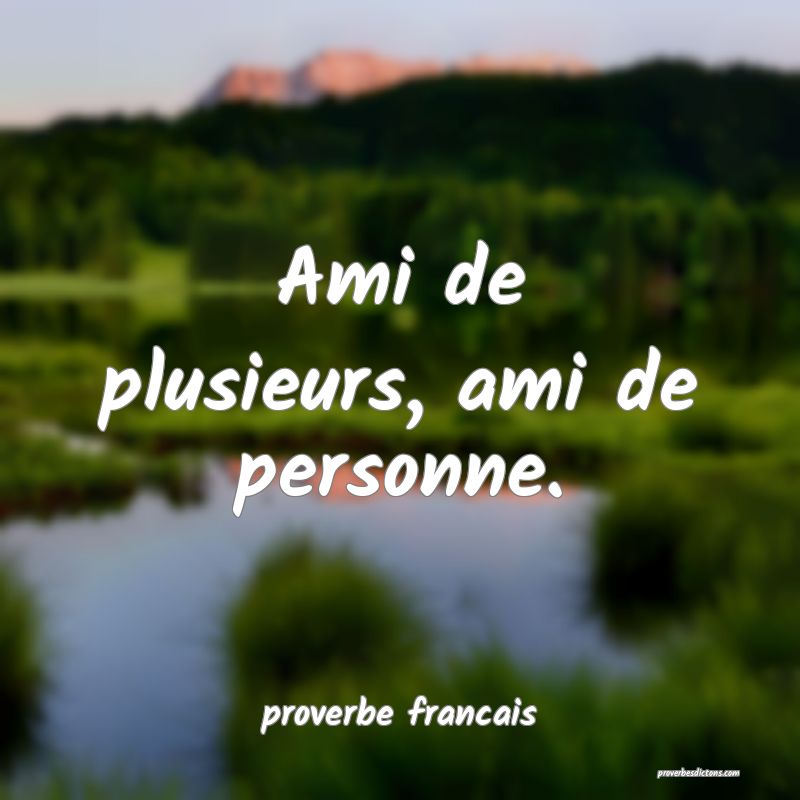  Ami de plusieurs, ami de personne.