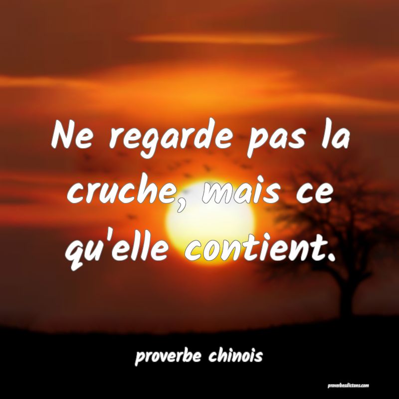  Ne regarde pas la cruche, mais ce qu'elle contient.