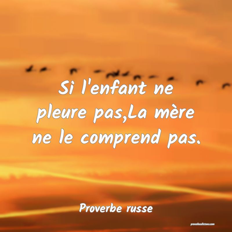  Si l'enfant ne pleure pas,La mère ne le comprend pas.