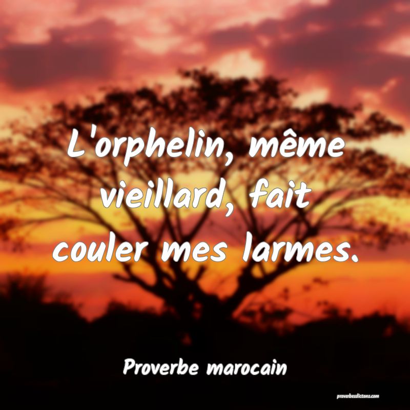 L'orphelin, même vieillard, fait couler mes larmes.
