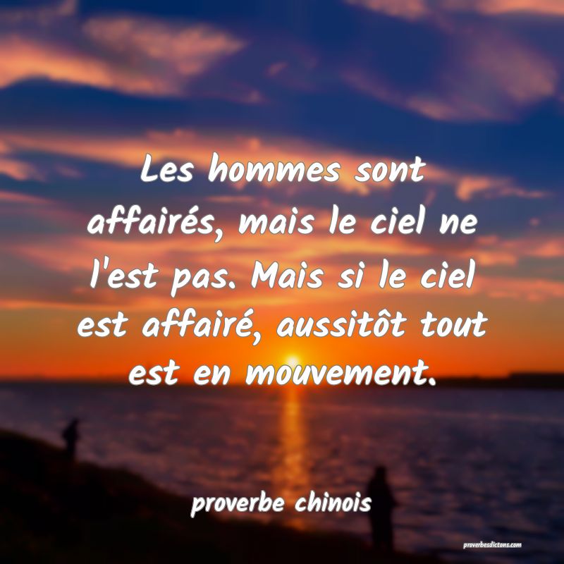 Les hommes sont affairés, mais le ciel ne l'est pas. Mais si le ciel est affairé, aussitôt tout est en mouvement.