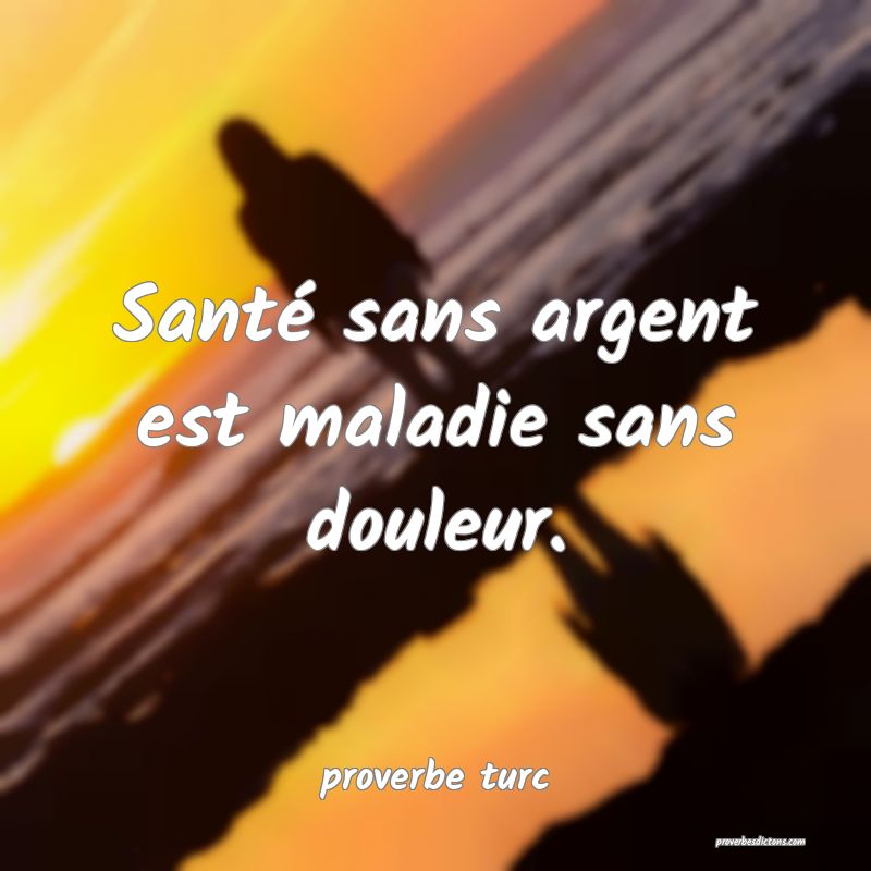  Santé sans argent est maladie sans douleur.