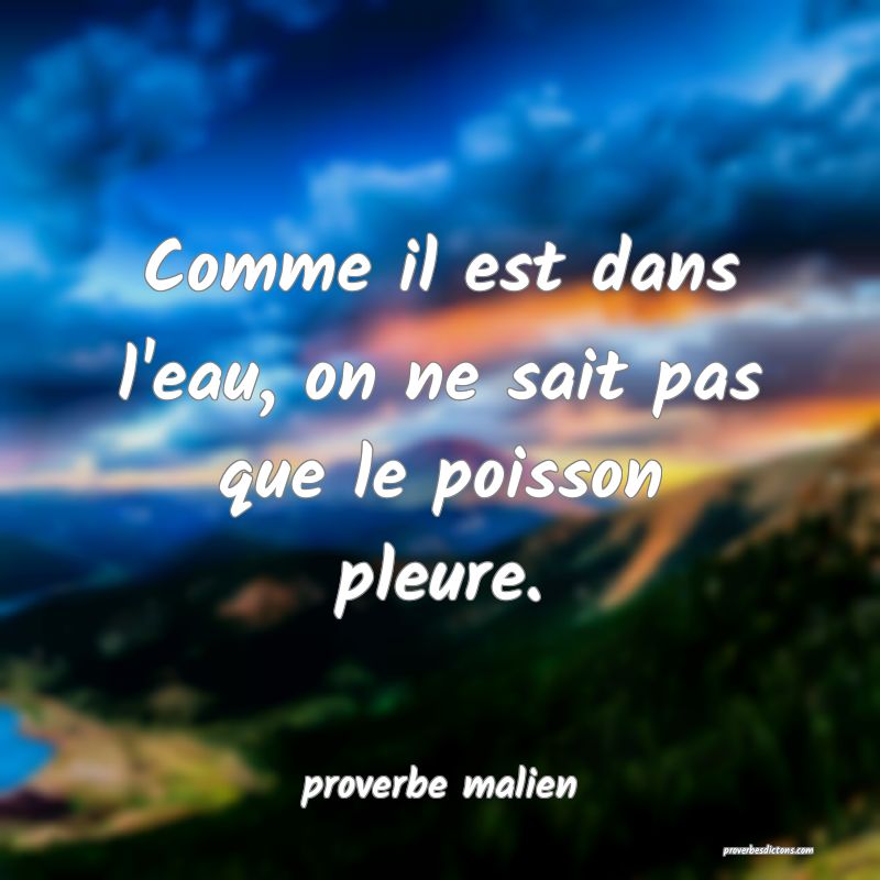 Comme il est dans l'eau, on ne sait pas que le poisson pleure.