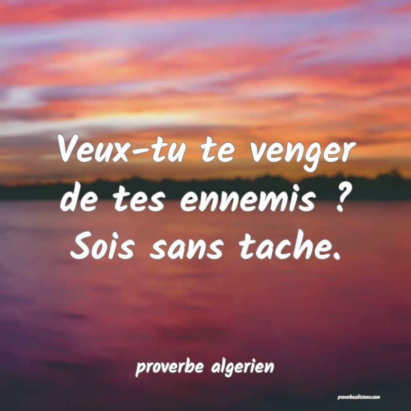  Veux-tu te venger de tes ennemis ? Sois sans tache.