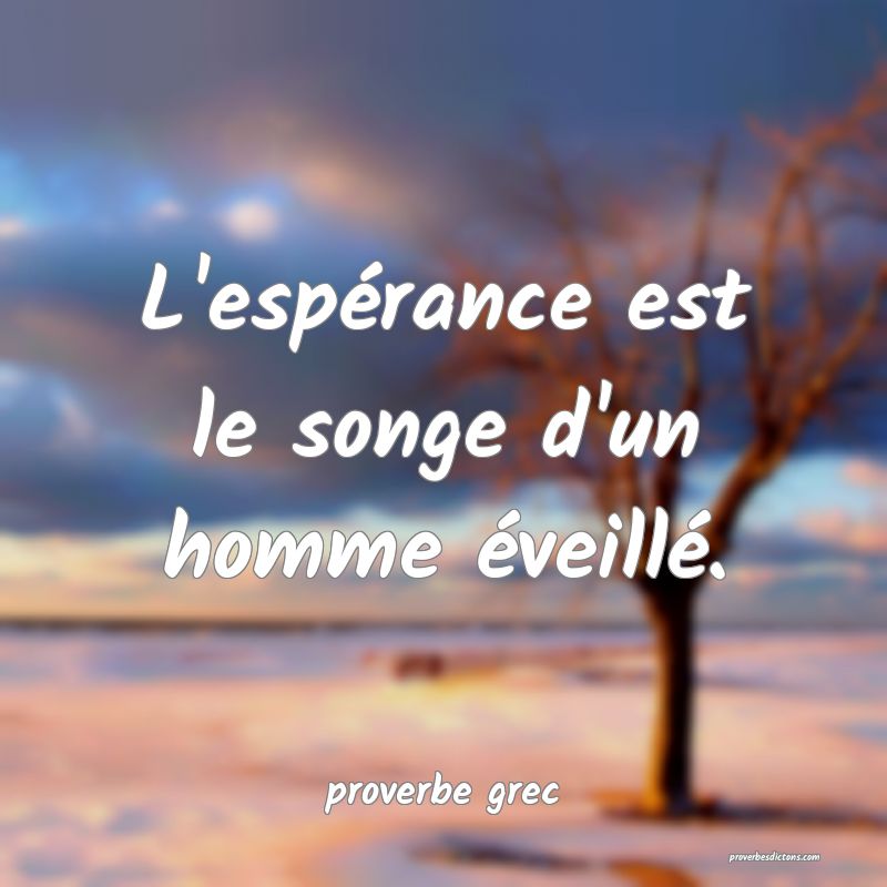  L'espérance est le songe d'un homme éveillé.