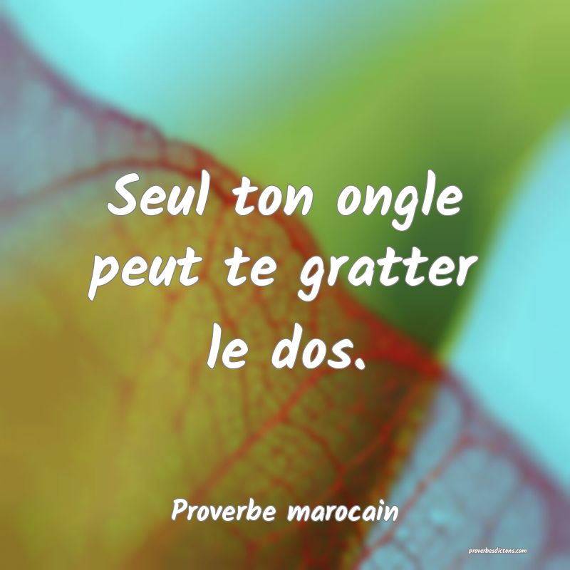  Seul ton ongle peut te gratter le dos.