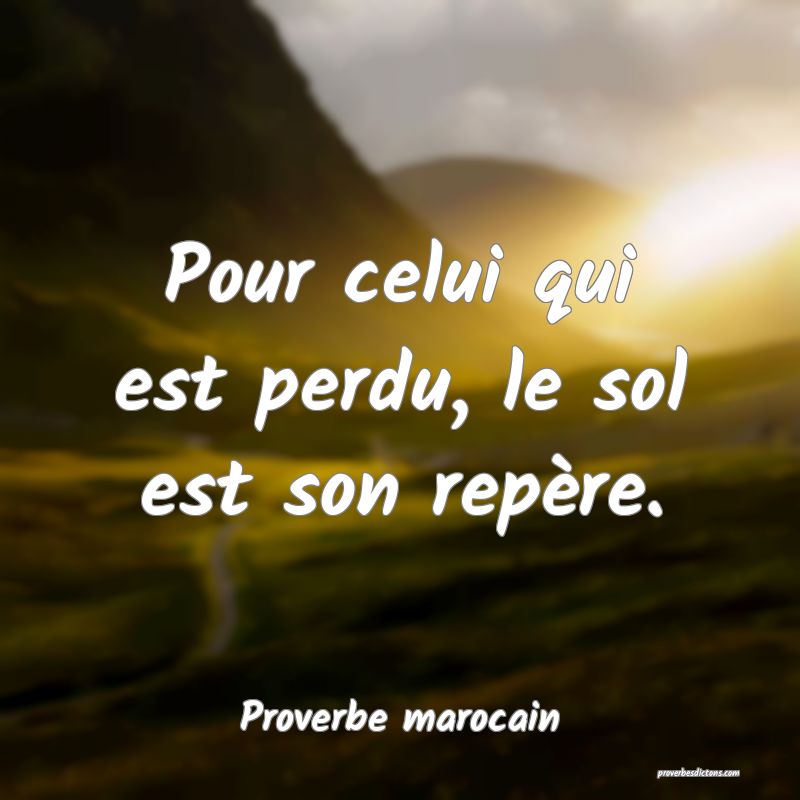 Pour celui qui est perdu, le sol est son repère.