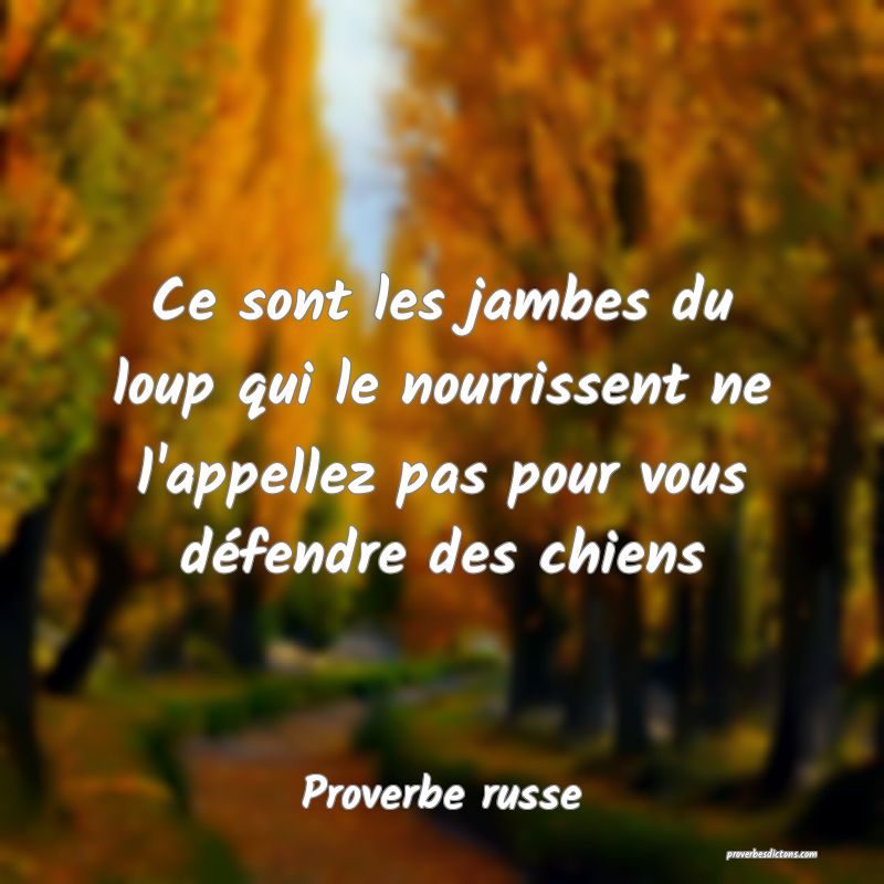  Ce sont les jambes du loup qui le nourrissent ne l'appellez pas pour vous défendre des chiens