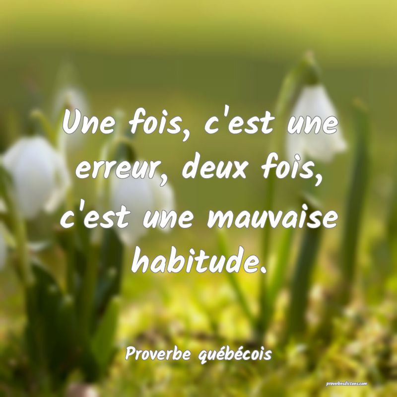  Une fois, c'est une erreur, deux fois, c'est une mauvaise habitude.