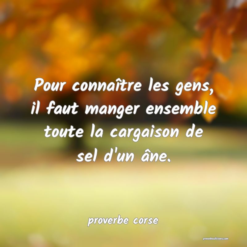  Pour connaître les gens, il faut manger ensemble toute la cargaison de sel d'un âne.