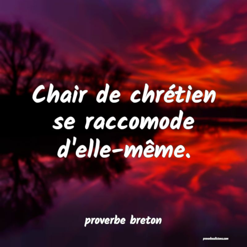Chair de chrétien se raccomode d'elle-même.