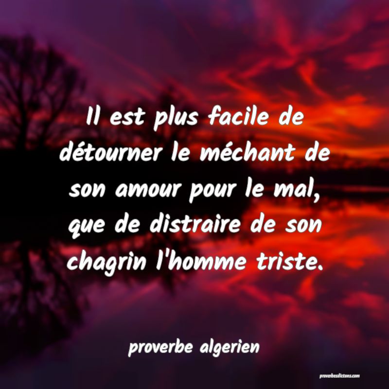 Il est plus facile de détourner le méchant de son amour pour le mal, que de distraire de son chagrin l'homme triste.
