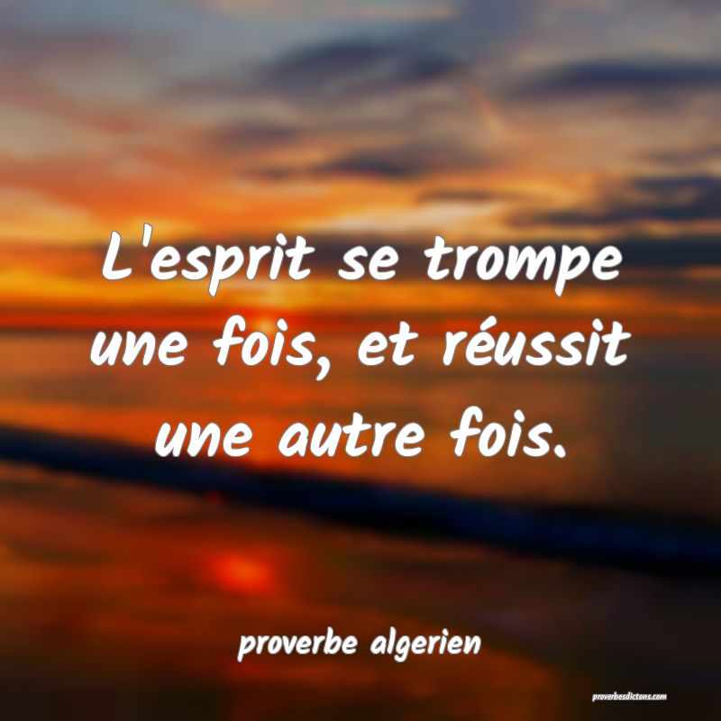  L'esprit se trompe une fois, et réussit une autre fois.