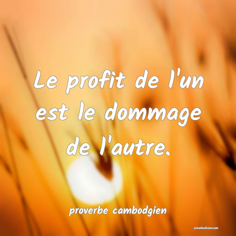  Le profit de l'un est le dommage de l'autre.