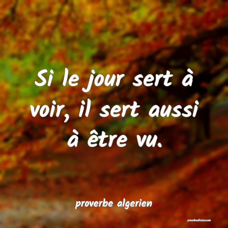  Si le jour sert à voir, il sert aussi à être vu.