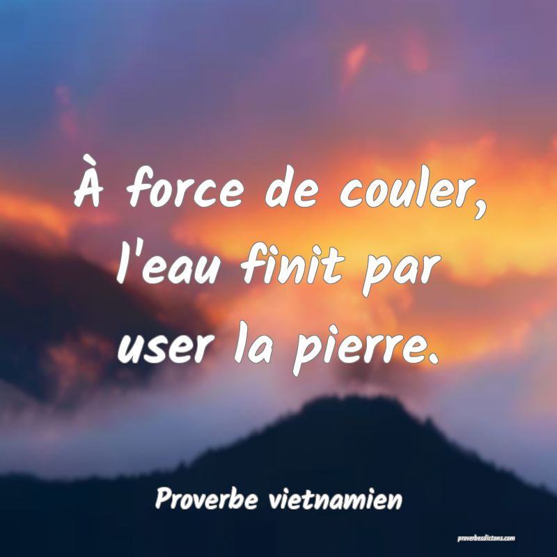  À force de couler, l'eau finit par user la pierre.