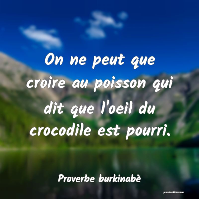 On ne peut que croire au poisson qui dit que l'oeil du crocodile est pourri.