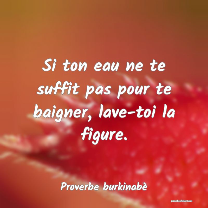  Si ton eau ne te suffit pas pour te baigner, lave-toi la figure.