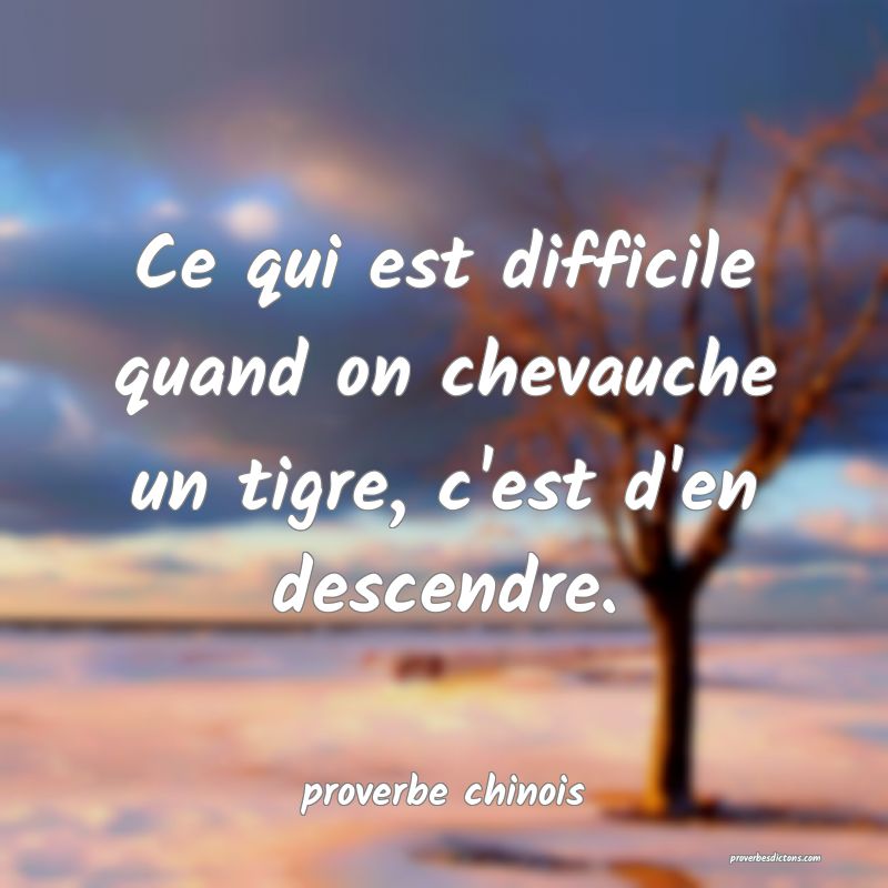  Ce qui est difficile quand on chevauche un tigre, c'est d'en descendre.
