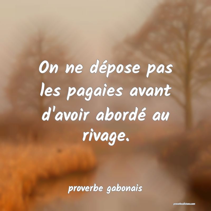  On ne dépose pas les pagaies avant d'avoir abordé au rivage.