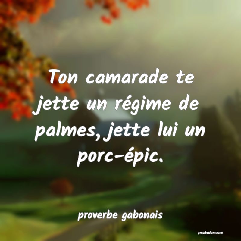  Ton camarade te jette un régime de palmes, jette lui un porc-épic.