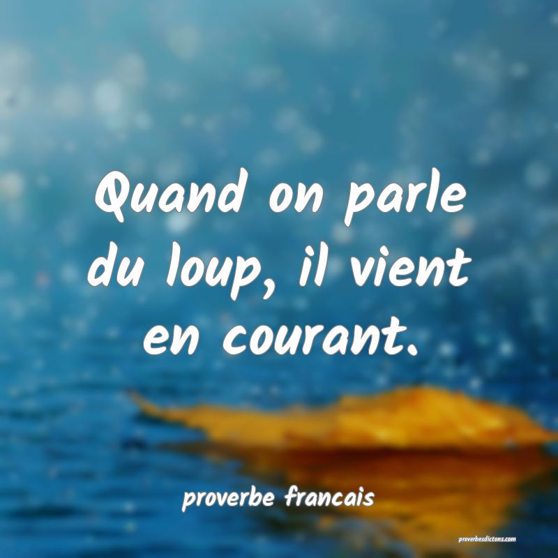  Quand on parle du loup, il vient en courant.