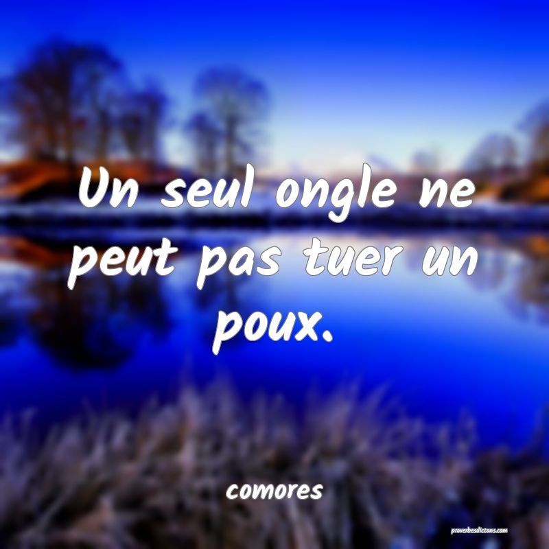  Un seul ongle ne peut pas tuer un poux.