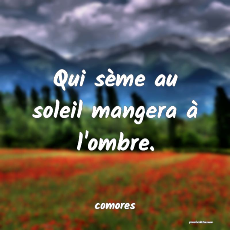  Qui sème au soleil mangera à l'ombre.