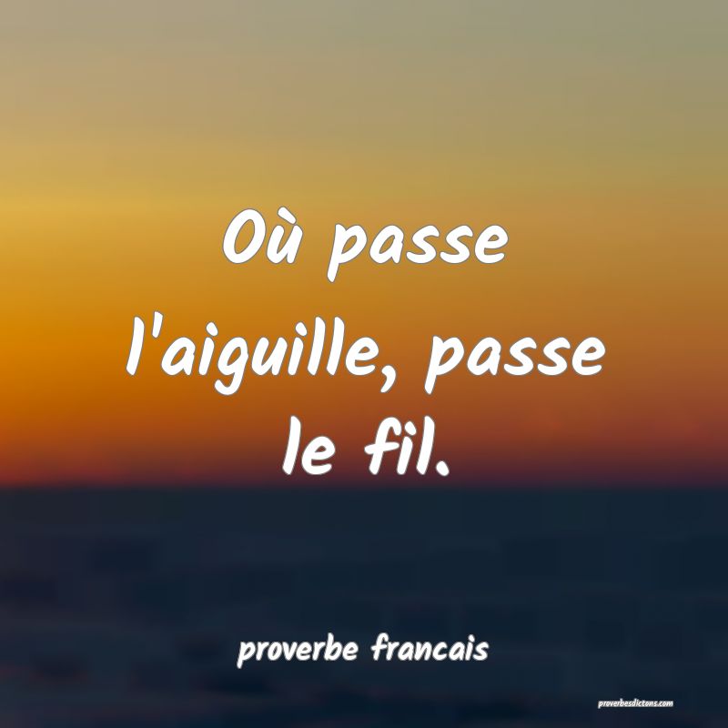  Où passe l'aiguille, passe le fil.