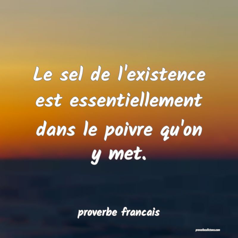  Le sel de l'existence est essentiellement dans le poivre qu'on y met.