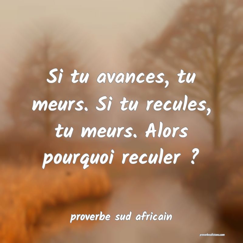  Si tu avances, tu meurs. Si tu recules, tu meurs. Alors pourquoi reculer ?