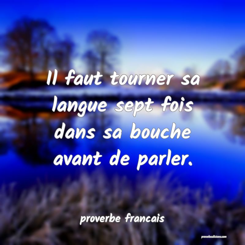  Il faut tourner sa langue sept fois dans sa bouche avant de parler.
