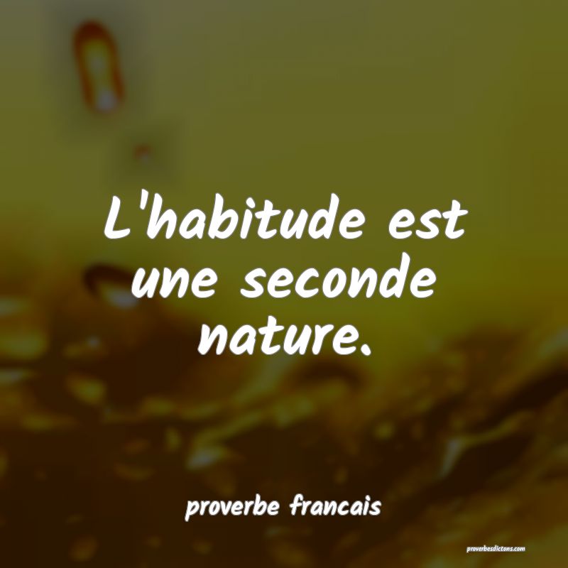  L'habitude est une seconde nature.