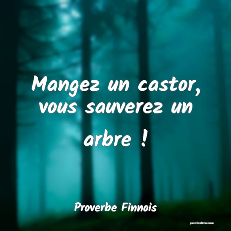  Mangez un castor, vous sauverez un arbre !