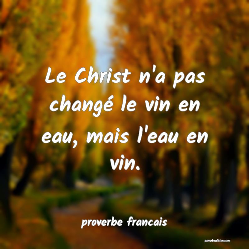  Le Christ n'a pas changé le vin en eau, mais l'eau en vin.